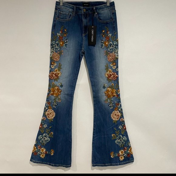DRIFTWOOD Jeans Nwt Driftwood Farrah Floral Embroidered Flare Jeans